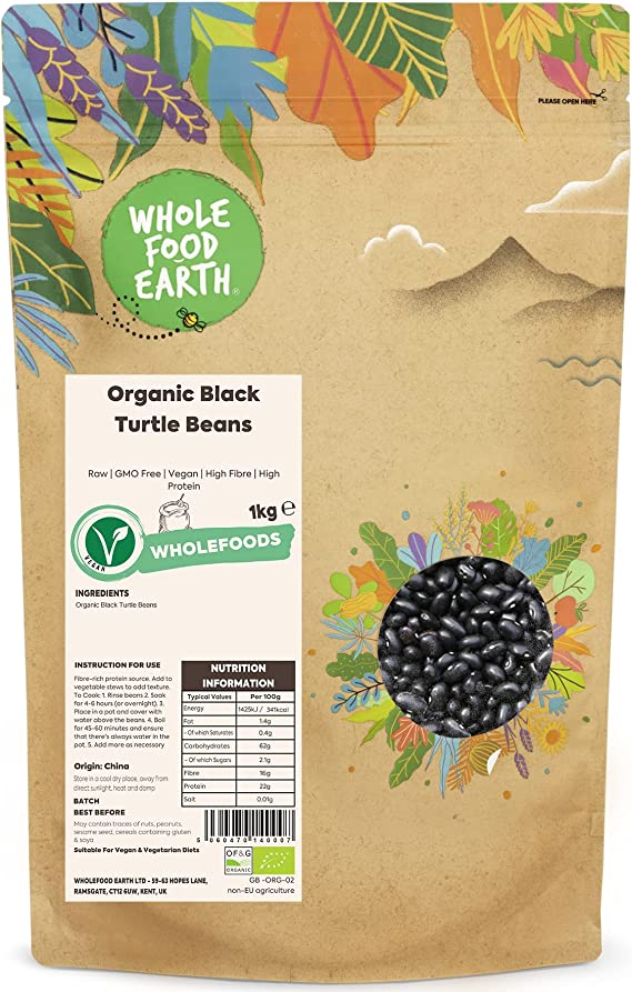 Wholefood Earth Organic Black Turtle Beans 1kg (July - Oct 22) RRP 6.99 CLEARANCE XL 3.99